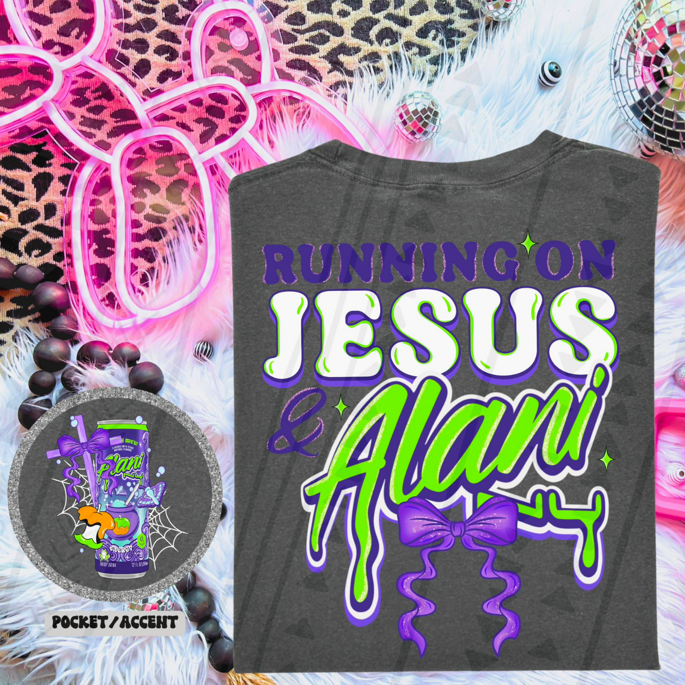 RUNNING ON JESUS PURPLE W/ POCKET - DTF TRANSFER