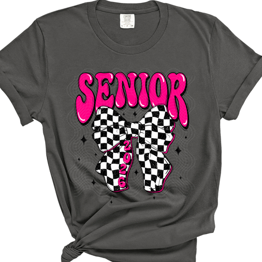 SENIOR 26 CHECKERED BOW - DTF TRANSFER