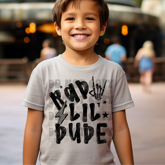 RAD LIL DUDE, DISTRESSED BLK - DTF TRANSFER