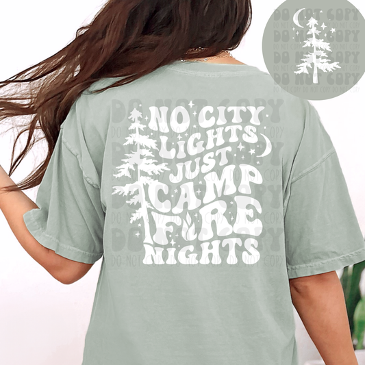 CAMPFIRE NIGHTS WHT W/POCKET - DTF TRANSFER