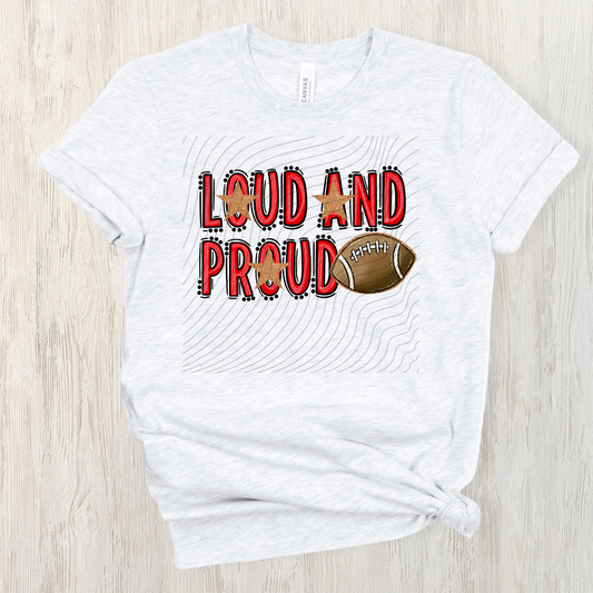 FOOTBALL LOUD AND PROUD, RED  - DTF TRANSFER