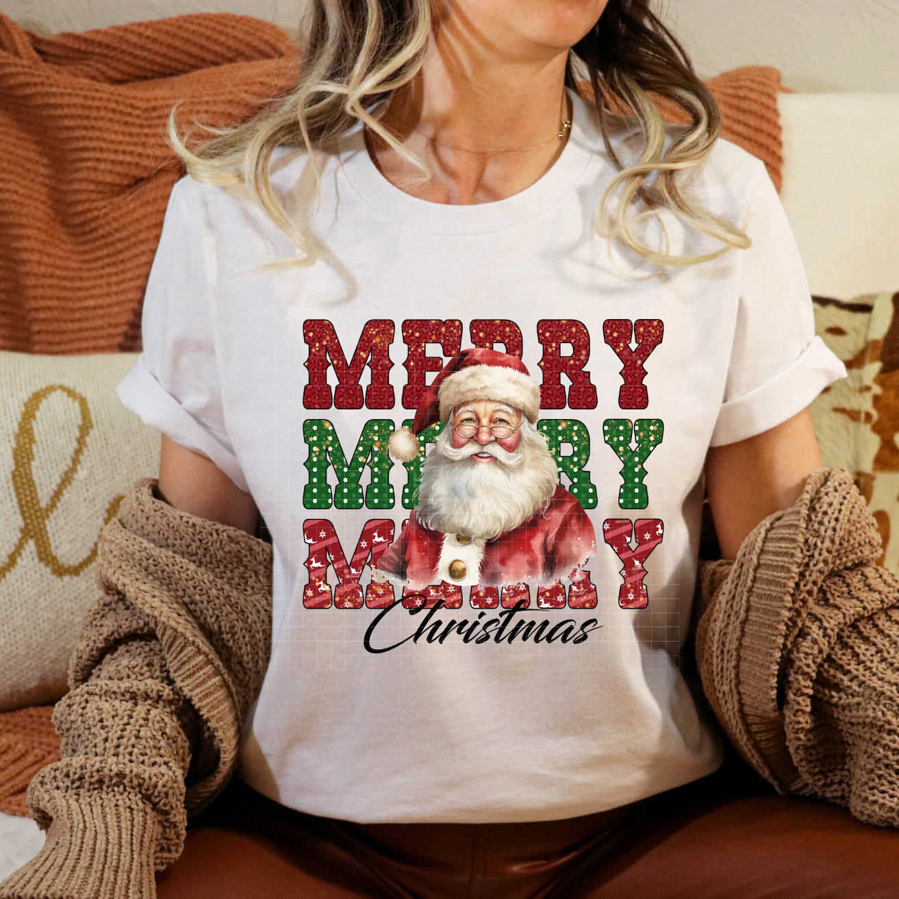 MERRY STACKED SANTA - DTF TRANSFER