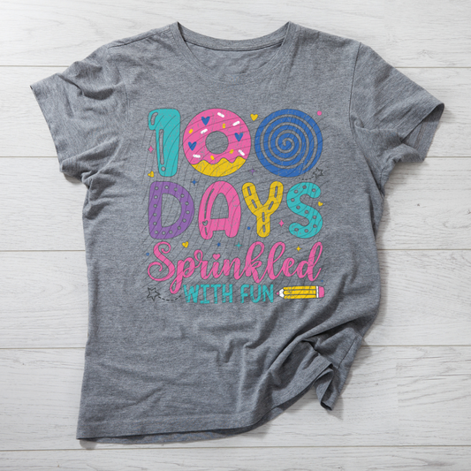 100 DAYS OF SCHOOL SPRINKLED, DISTRESSED - DTF TRANSFER