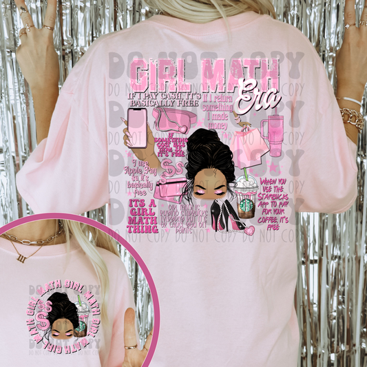 GIRL MATH DARK SKIN W/ POCKET - DTF TRANSFER