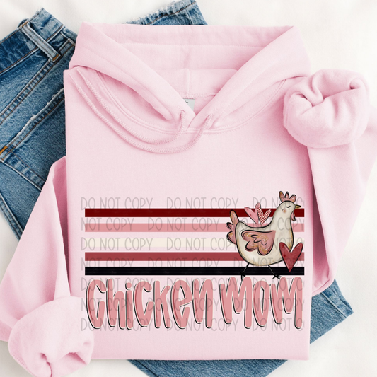 RETRO STRIPE CHICKEN MOM - DTF TRANSFER