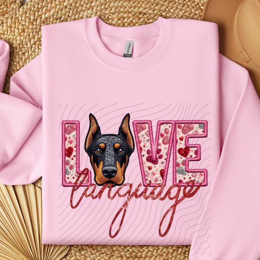 DOBERMAN, FAUX EMBROIDERY & FAUX SEQUINS - DTF TRANSFER
