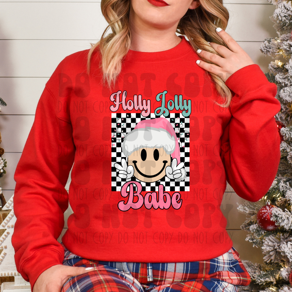HOLLY JOLLY BABE - PEACE SMILEY - DTF TRANSFER