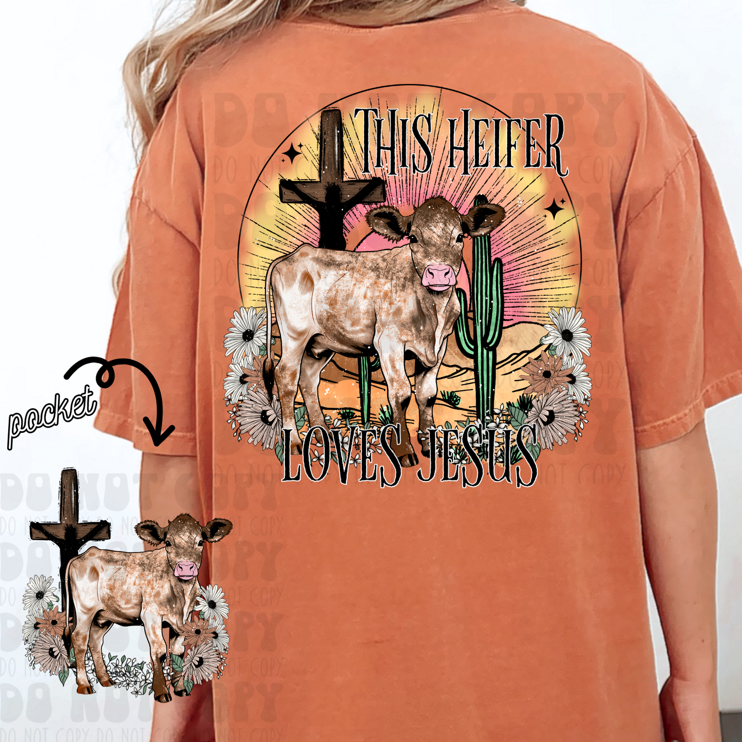 THIS HEIFER LOVES JESUS W/ POCKET - DTF TRANSFER