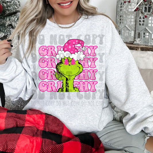 GRINCHY STACKED GREEN GUY TREES - PINK - DTF TRANSFER