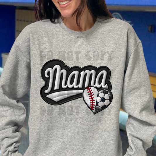 MAMA FAUX EMBROIDERY BASEBALL/SOCCER - DTF TRANSFER