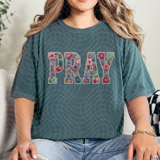 PRAY FAUX YARN FLORAL - DTF TRANSFER
