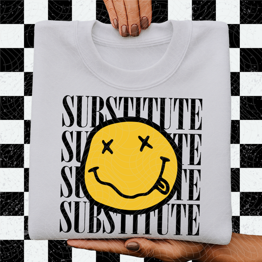 SUBSTITUTE SMILEY BLK - DTF TRANSFER