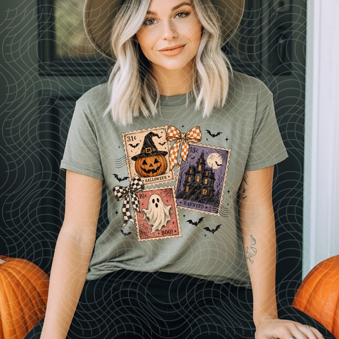 HALLOWEEN STAMPS BLK BATS - DTF TRANSFER
