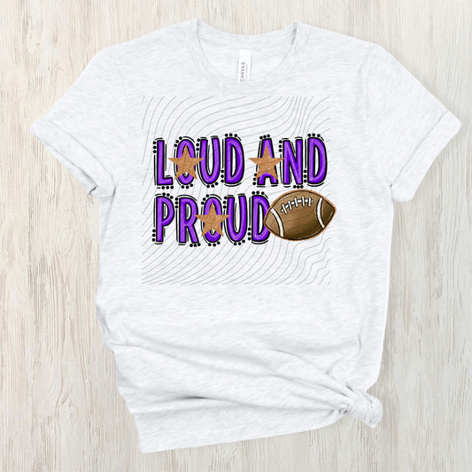 FOOTBALL LOUD AND PROUD, PURPLE - DTF TRANSFER