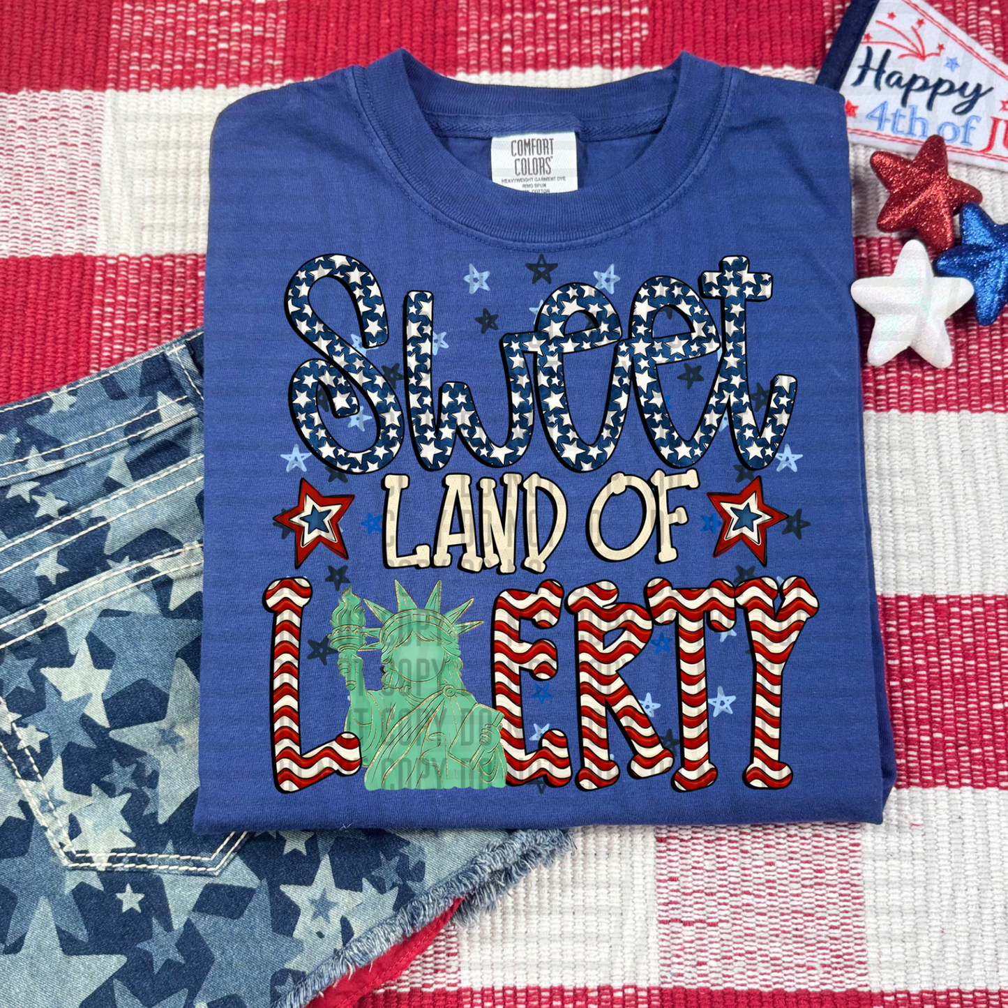 SWEET LAND OF LIBERTY BLUE - DTF TRANSFER