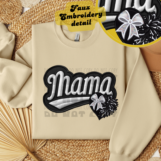 MAMA FAUX EMBROIDERY CHEER - DTF TRANSFER