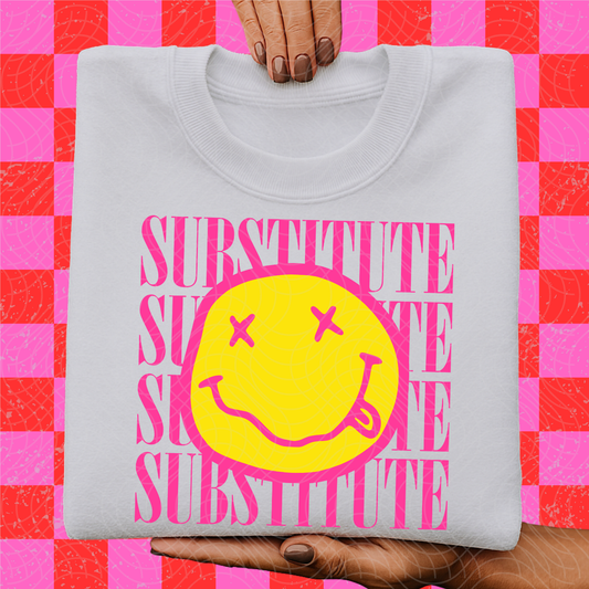 SUBSTITUTE SMILEY PINK - DTF TRANSFER