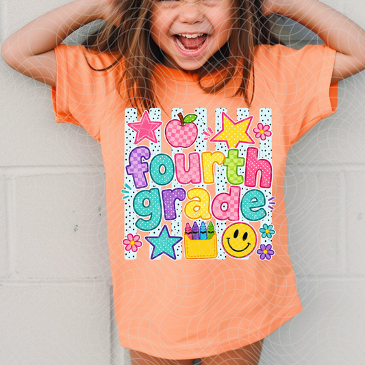 FOURTH GRADE POLKA DOT STRIPES - DTF TRANSFER