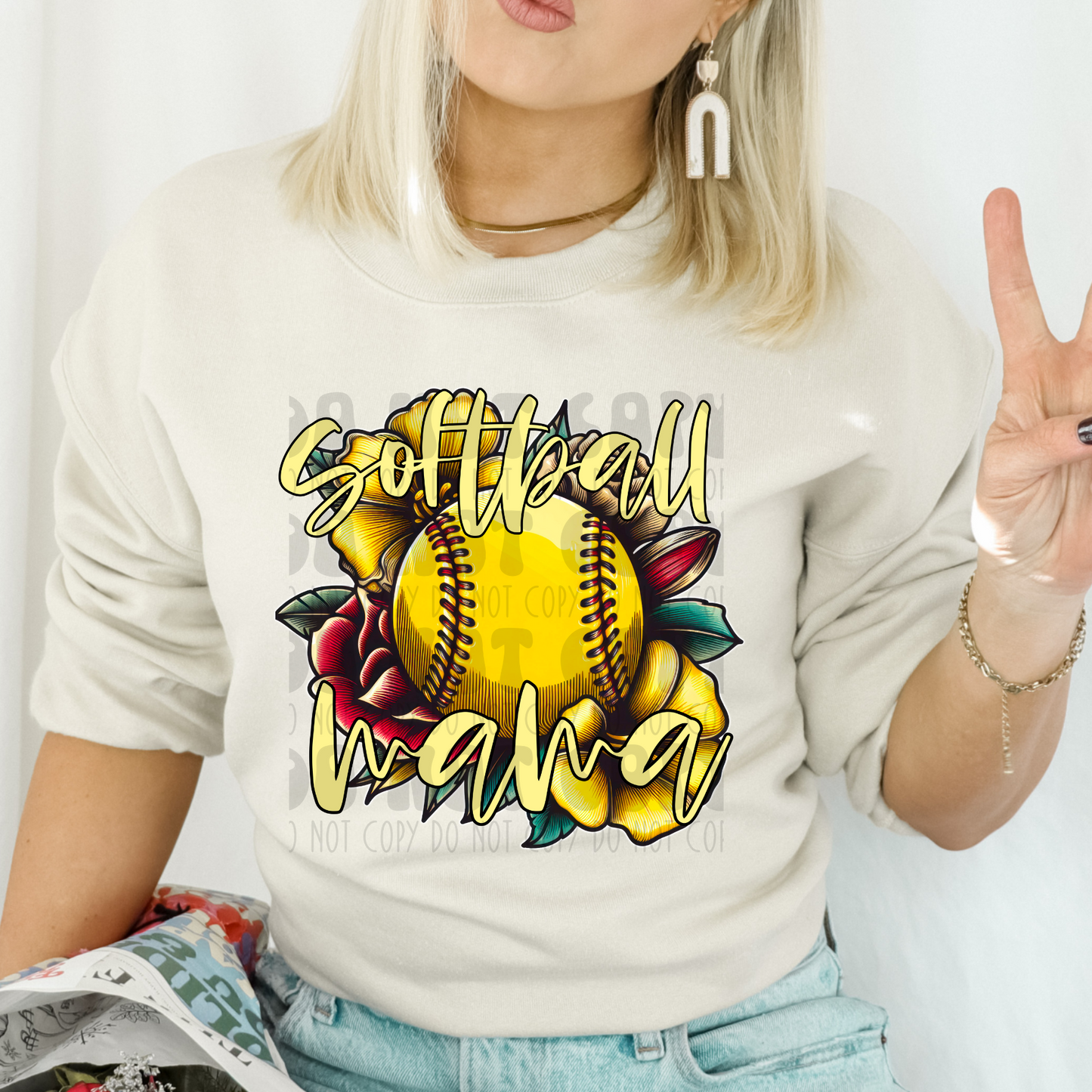 SOFTBALL MAMA FLORAL - DTF TRANSFER