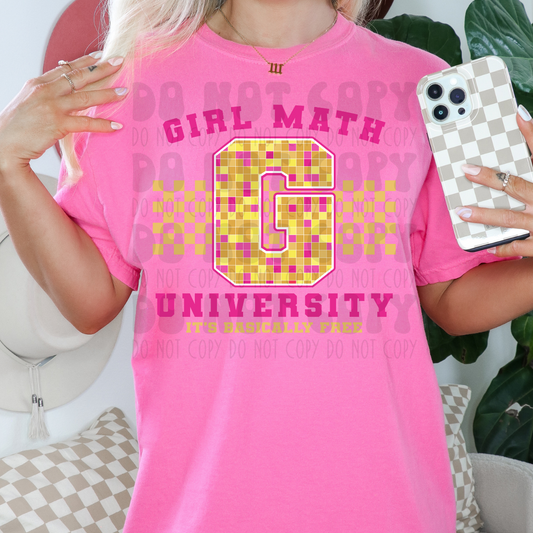 GIRL MATH UNIVERSITY PINK - DTF TRANSFER