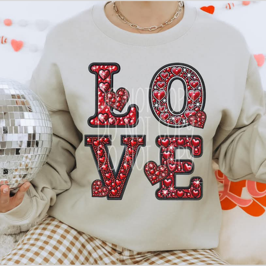 LOVE FAUX RHINESTONE - DTF TRANSFER