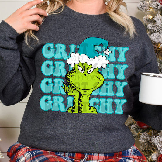 GRINCHY STACKED GREEN GUY - TEAL - DTF TRANSFER