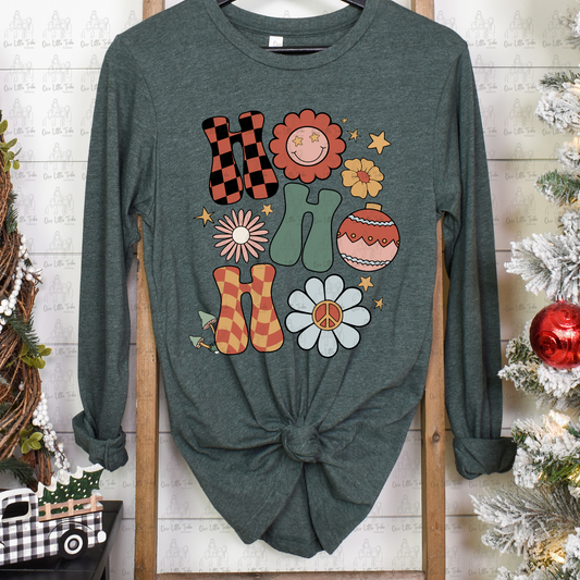 HO HO HO RETRO FLOWERS - DTF TRANSFER