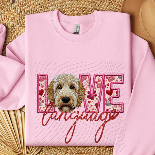 ENGLISH BULLDOG - BLK&WHT, FAUX EMBROIDERY & FAUX SEQUINS - DTF TRANSFER