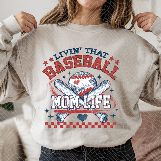 LIVIN BASEBALL MOM LIFE - DTF TRANSFER