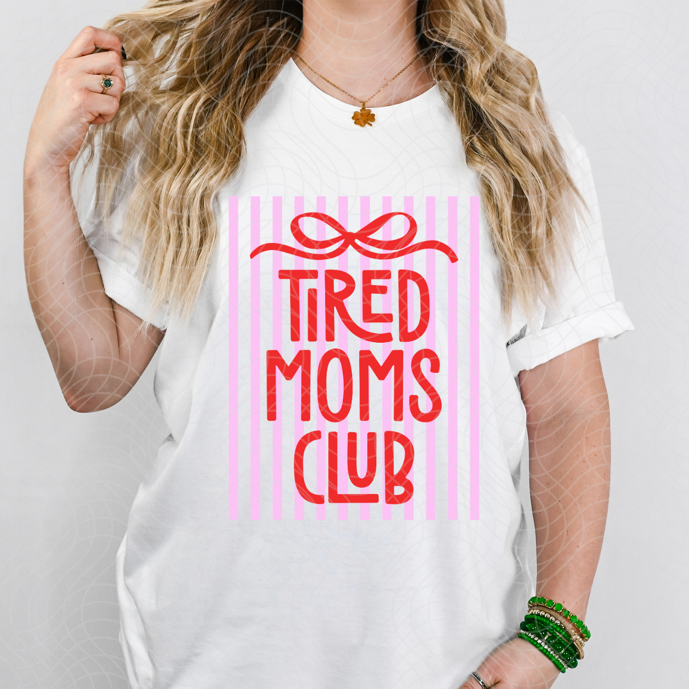 TIRED MOMS CLUB STRIPED - DTF TRANSFER