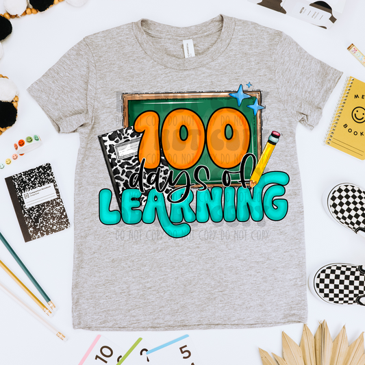 100 DAYS OF LEARNING BLUE - DTF TRANSFER