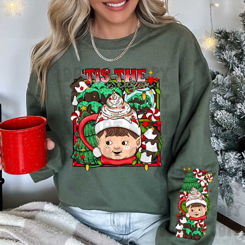TIS THE SEASON ELF W/ SLEEVE - DTF TRANSFER