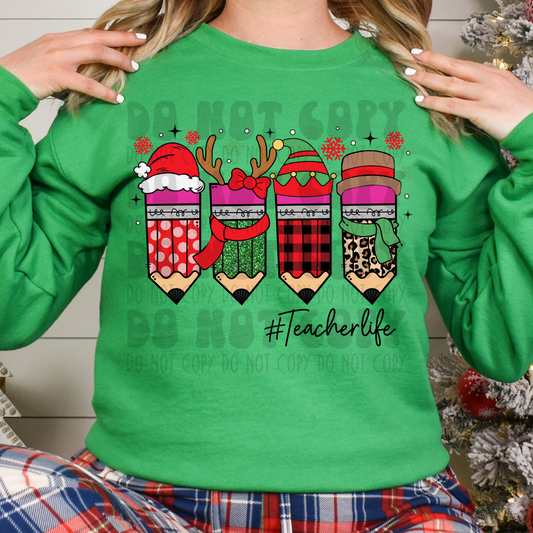 CHRISTMAS PENCILS TEACHER LIFE - DTF TRANSFER