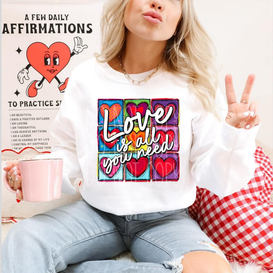 LOVE IS ALL YOU NEED HEARTS - DTF TRANSFER