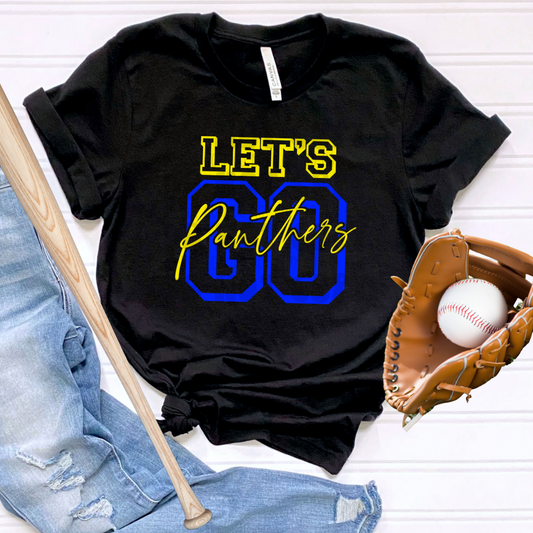 LETS GO PANTHERS SCRIPT BLUE/GOLD - DTF TRANSFER