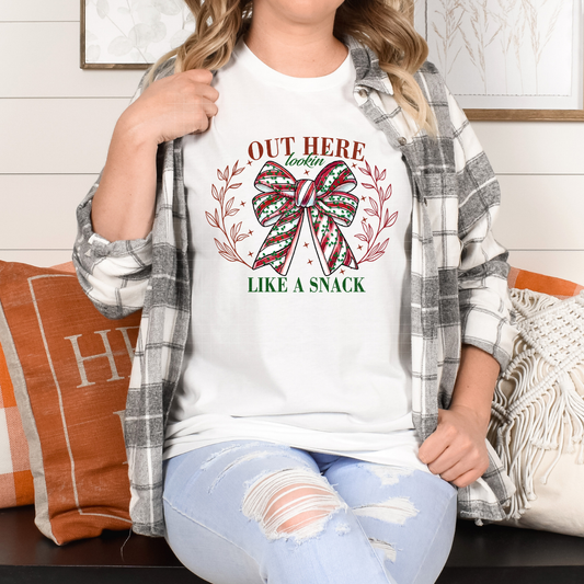 OUT HERE LOOKIN LIKE A SNACK STRIPED BOW - DTF TRANSFER