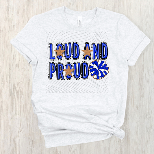 CHEER LOUD AND PROUD, BLUE - DTF TRANSFER