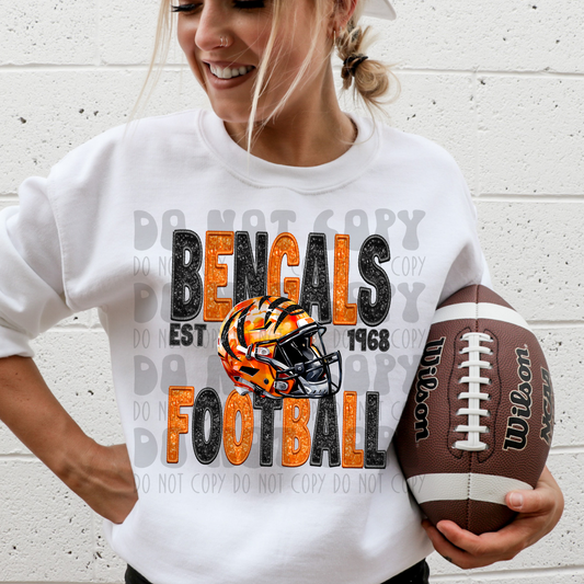 BENGAL FOOTBALL FAUX EMBROIDERY & SEQUINS - DTF TRANSFER