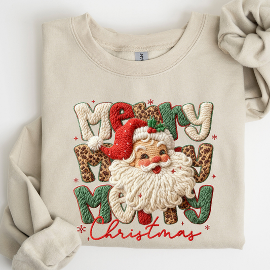 MERRY CHRISTMAS STACKED SANTA - DTF TRANSFER