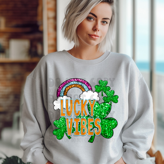 LUCKY VIBES FAUX SEQUINS - DTF TRANSFER
