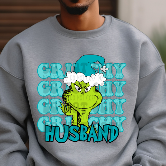 GRINCHY STACKED GREEN GUY HUSBAND - TEAL - DTF TRANSFER