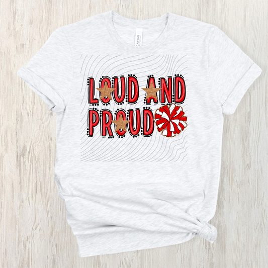 CHEER LOUD AND PROUD, RED - DTF TRANSFER