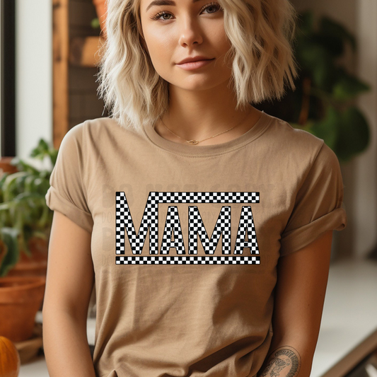 MAMA BLK/WHT CHECKERED - DTF TRANSFER