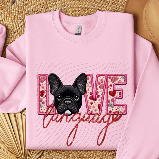 FRENCHIE- BLK, FAUX EMBROIDERY & FAUX SEQUINS - DTF TRANSFER
