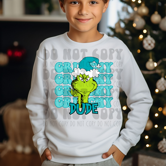 GRINCHY STACKED GREEN GUY DUDE - TEAL - DTF TRANSFER