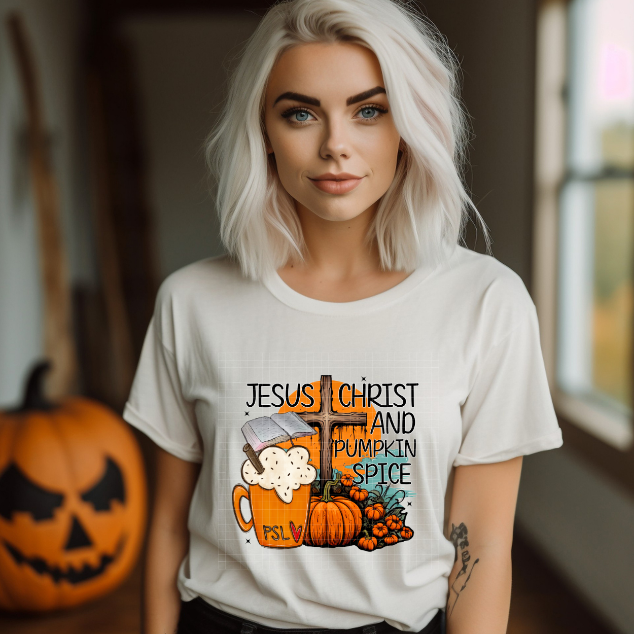 JESUS AND PUMPKIN SPICE - DTF TRANSFER