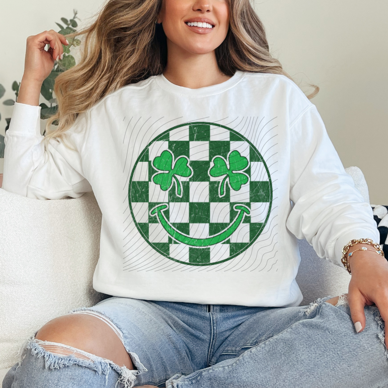 CLOVER SMILEY CHECKERED - DTF TRANSFER