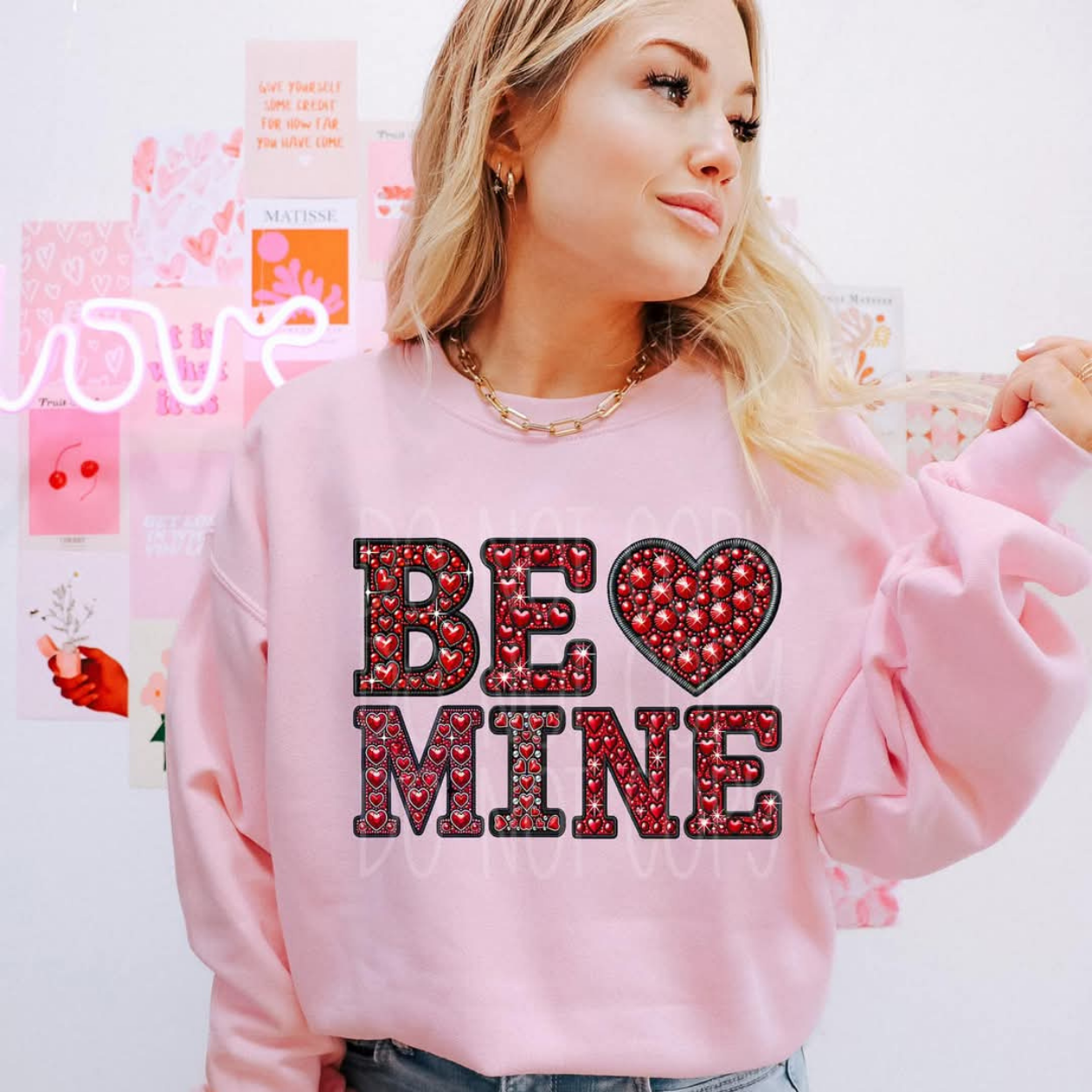 BE MINE FAUX RHINESTONES - DTF TRANSFER