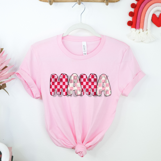 MAMA CHECKERED PINK/RED - DTF TRANSFER