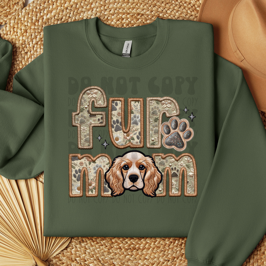 FUR MOM, COCKER SPANIEL - FAUX EMBROIDERY - DTF TRANSFER